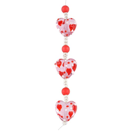 12 Pack: Red Lampwork Glass Heart Beads, 19mm by Bead Landing™